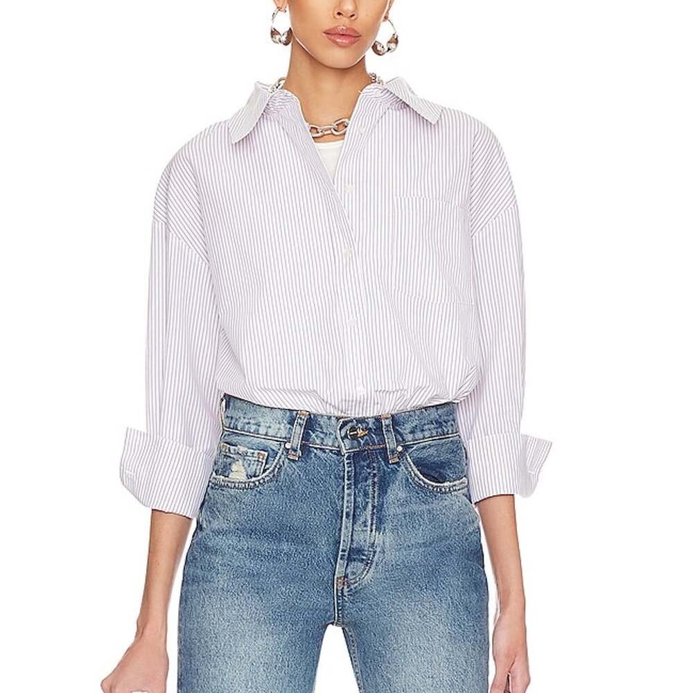 Anine Bing Striped Lilac Mika Shirt Size XS